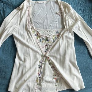 Escada beaded tank top and beaded cardigan